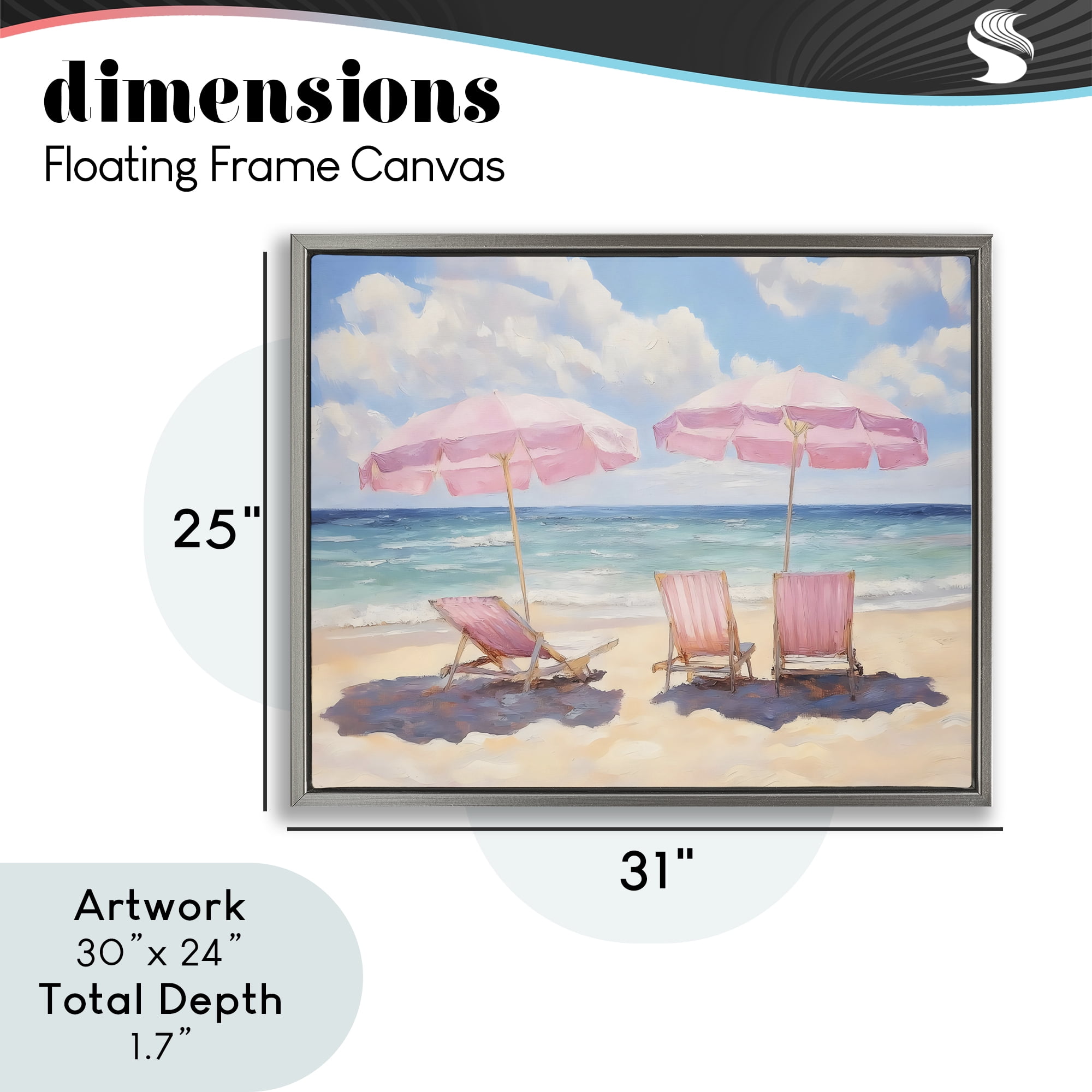 Stupell Industries Pink Summer Chairs by the Sea Gray Framed Floater Canvas Wall Art, design by LSR Design Studio