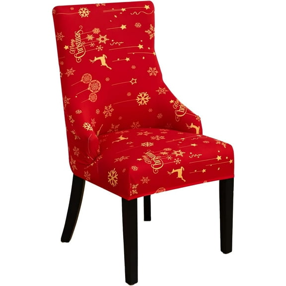 Christmas Wingback Dining Chair Covers Set of 2 Stretch Wing Back Side Chair Slipcovers for Dining Room Washable