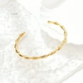 thumbnail image 3 of 5pc Ion Plating(IP) 304 Stainless Steel Twisted Rope Cuff Bangles Real 18K Gold Plated Inner Diameter: 1-7/8 inch(4.8cm)x2-1/4 inch(5.75cm), 3 of 6