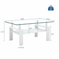 thumbnail image 3 of Taoruifang white Rectangular Glass Coffee Table with 2-Tier Storage, 3 of 18
