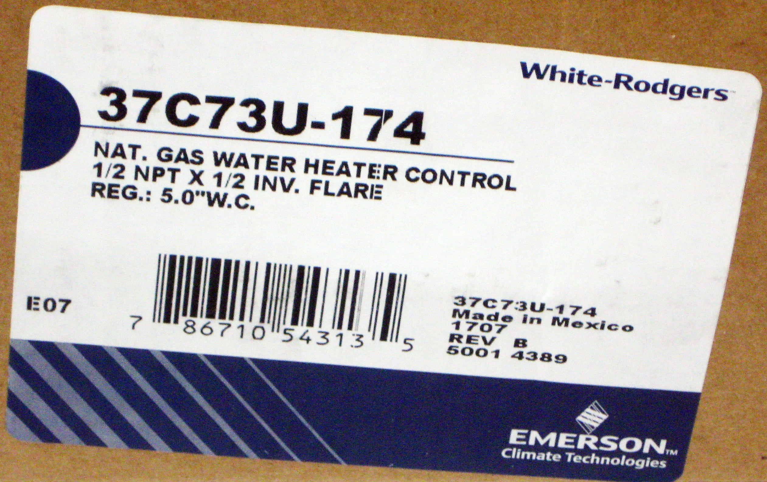 Water Heater Gas Thermostat White Rodgers 37C73U-174 (37C73U-652)
