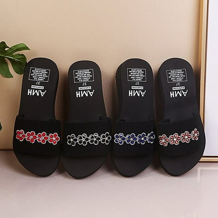

PEASKJP Womens Slides Summer Women Round Toe Slippers Breathable Open Toe Flat Casual Slippers Casual Summer Shoes Pink 9
