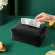 thumbnail image 5 of Funda de piel sintética para caja de pañuelos | Elegante organizador de papel de mesa para el hogar, la oficina y el coche | Blanco, gris o marrón, 5 of 6
