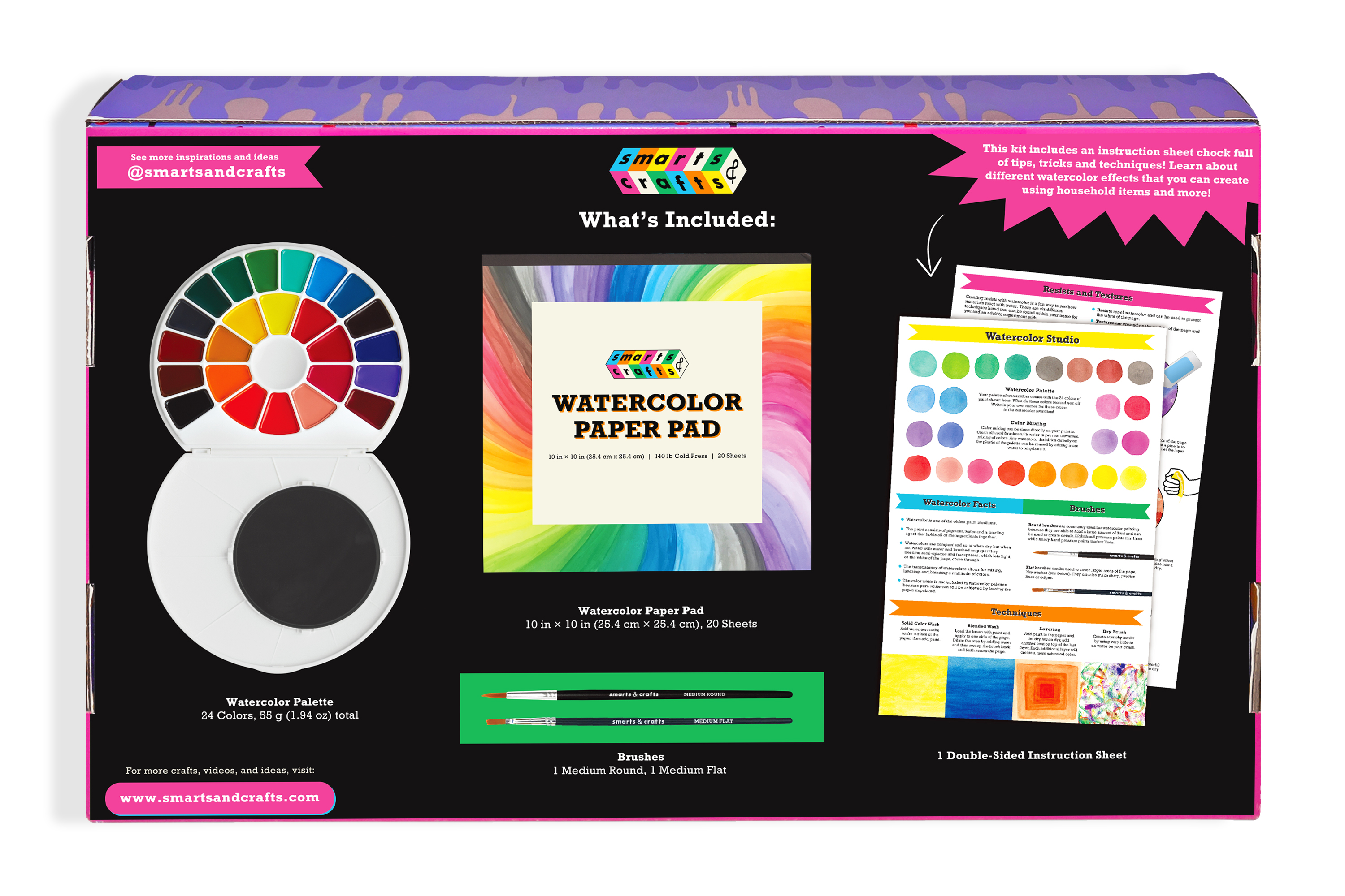 Smarts & Crafts Watercolor Studio Kit, Multicolor, 28 Pieces, for Boys, Girls, Teens, Adults