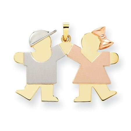 Roy Rose Jewelry 14K Tri-Color Gold Large Boy on Left & Girl on Right Engravable Charm