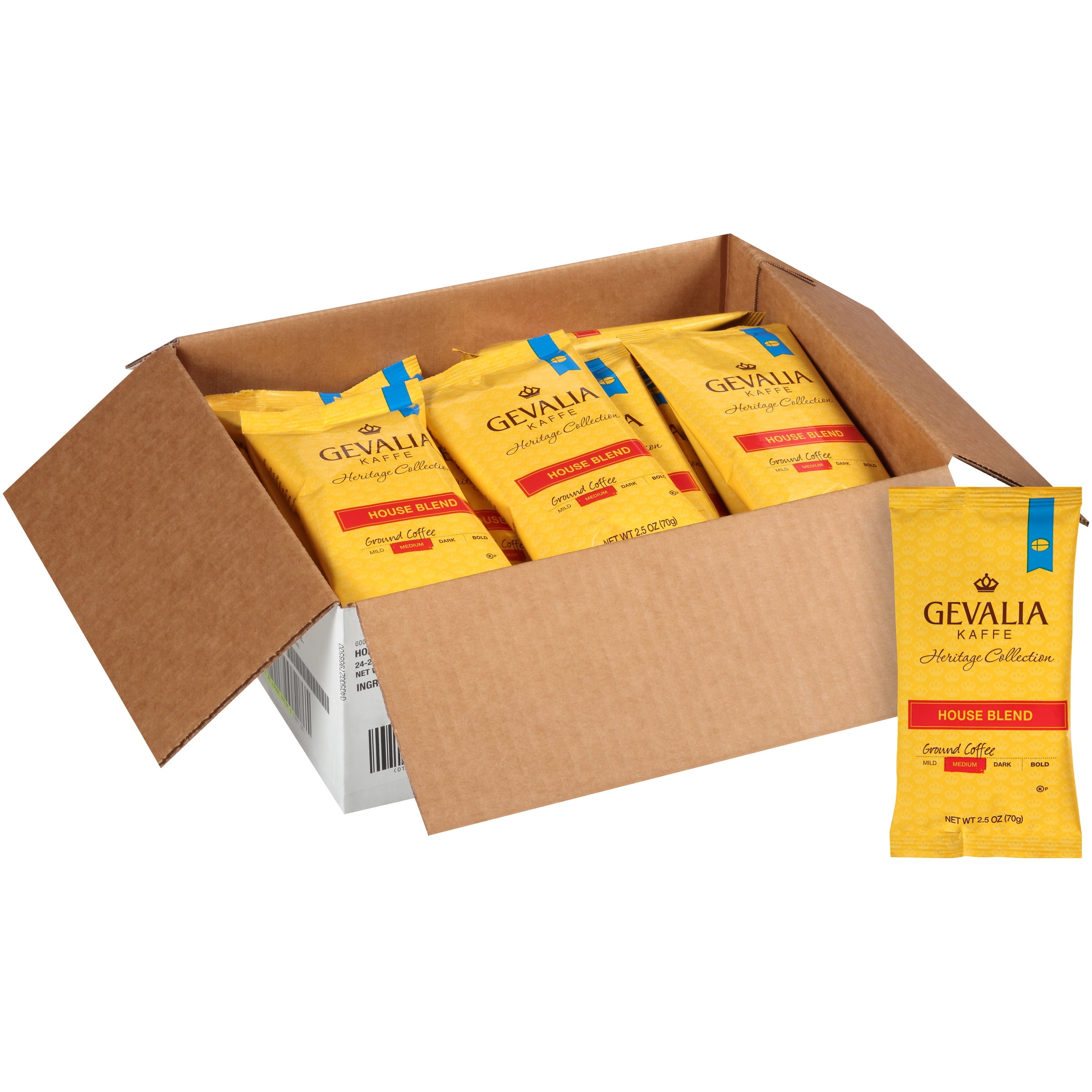 GEVALIA House Blend Roast & Ground Coffee, 2.5 oz. Bag (Pack of 24