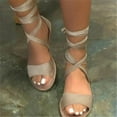 thumbnail image 1 of Women‘s Fashion Hollow Roman Strap Large Size Hemp Rope Flat Sandals, 1 of 3