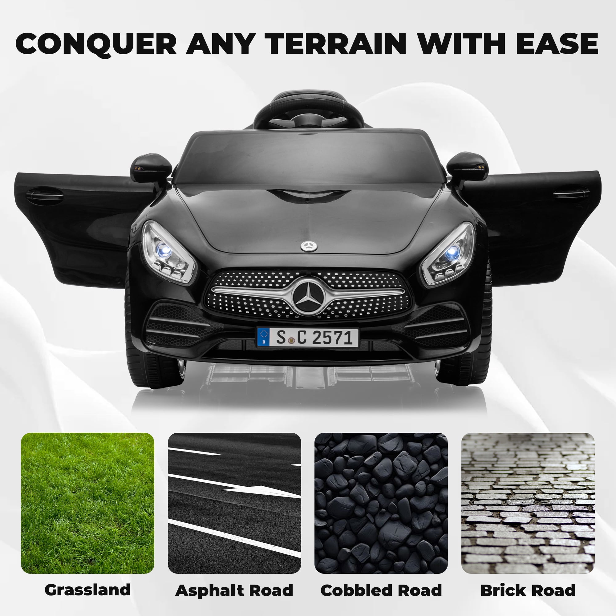 Track Seven 12V Licensed Mercedes-Benz CLS 350 Kids Ride On Toys, Electric Cars with Parent Control, Music, Bluetooth, LED Lights, Spring Suspension for Boys Girls Aged 2+, Black