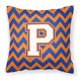 thumbnail image 1 of Almohada decorativa de tela Caroline's Treasures Letra P Chevron azul y naranja CJ1060-PPW1414 14 H x 14 W multicolor, 1 of 1