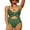Green, variant on Women's Sexy Ruffled V Neck Bathing Suits Monkini Cross Tied Slimming One Piece Swimwear