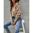 thumbnail image 5 of Solid Color Ribbed Sweater Beige Small, 5 of 6
