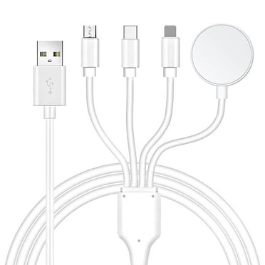 SIISLL 3.3' Male USB Type A to Male USB Type C Lightning Micro-USB Cable Charging Cord, White