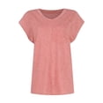 thumbnail image 4 of Jzuxvd Women's Casual Cap Sleeve V Neck T Shirts Basic Summer Tops Loose Solid Color Blouse Pink M, 4 of 7