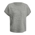 thumbnail image 5 of Short Sleeve Sweater for Women Flower Embroidered Knit Pullovers Tops Color Grey Size S, 5 of 5