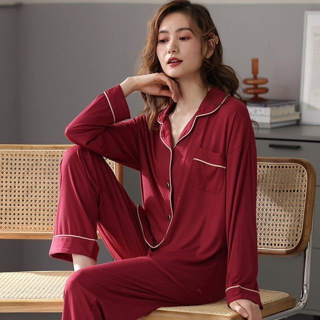 REDHOTYPE Ensemble de Pyjama pour Femmes Manches Longues Vêtements de Nuit Robe de Détente