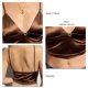thumbnail image 5 of Camiseta sin mangas elástica corta Sin espalda Cuello en V profundo Camiseta ajustada sin mangas elástica con tirantes finos Marrón L, 5 of 6