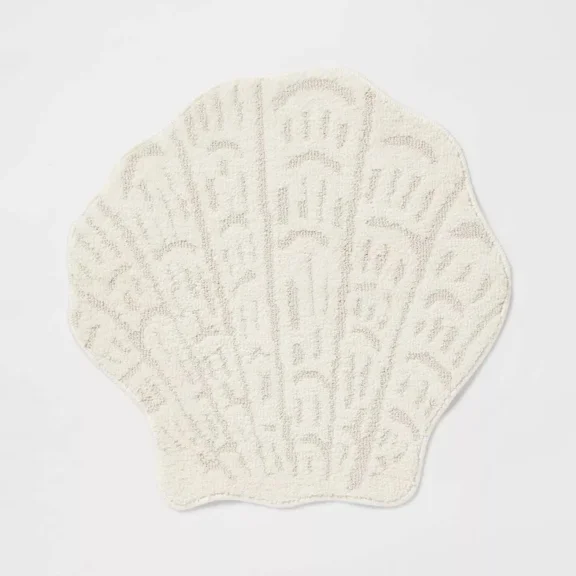24"X24" Seashell Shaped Coastal Non-Skid Bath Rug - Threshold