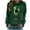 Army Green, variant on FDGIU ‌‌‌‌Women's Saint Patrick's Day Sweatshirt - Long Sleeve Green Shamrock Print Crew Neck Pullover