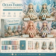 Fairy Patchwork DIY Collection, Fun Flower Fairies Patchwork Sewing Kit, Make 4pcs Winged Elf Cloth Doll, Fabric Full Supplies DIY Craft Set for Beginner Crafters, Home Decor Unique Handmade Gift,B1