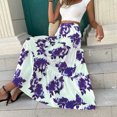 thumbnail image 4 of Falda elástica de cintura alta con estampado Floral para mujer, falda larga escalonada elegante a la moda para fiesta de cóctel, 4 of 8