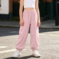 thumbnail image 2 of Ruyang 3T-15Years Girls Lightweight Baggy Joggers Elastic Waist Wide Leg Pants Kids Teen Hip Hop Dance Casual Sports Trousers, 2 of 7