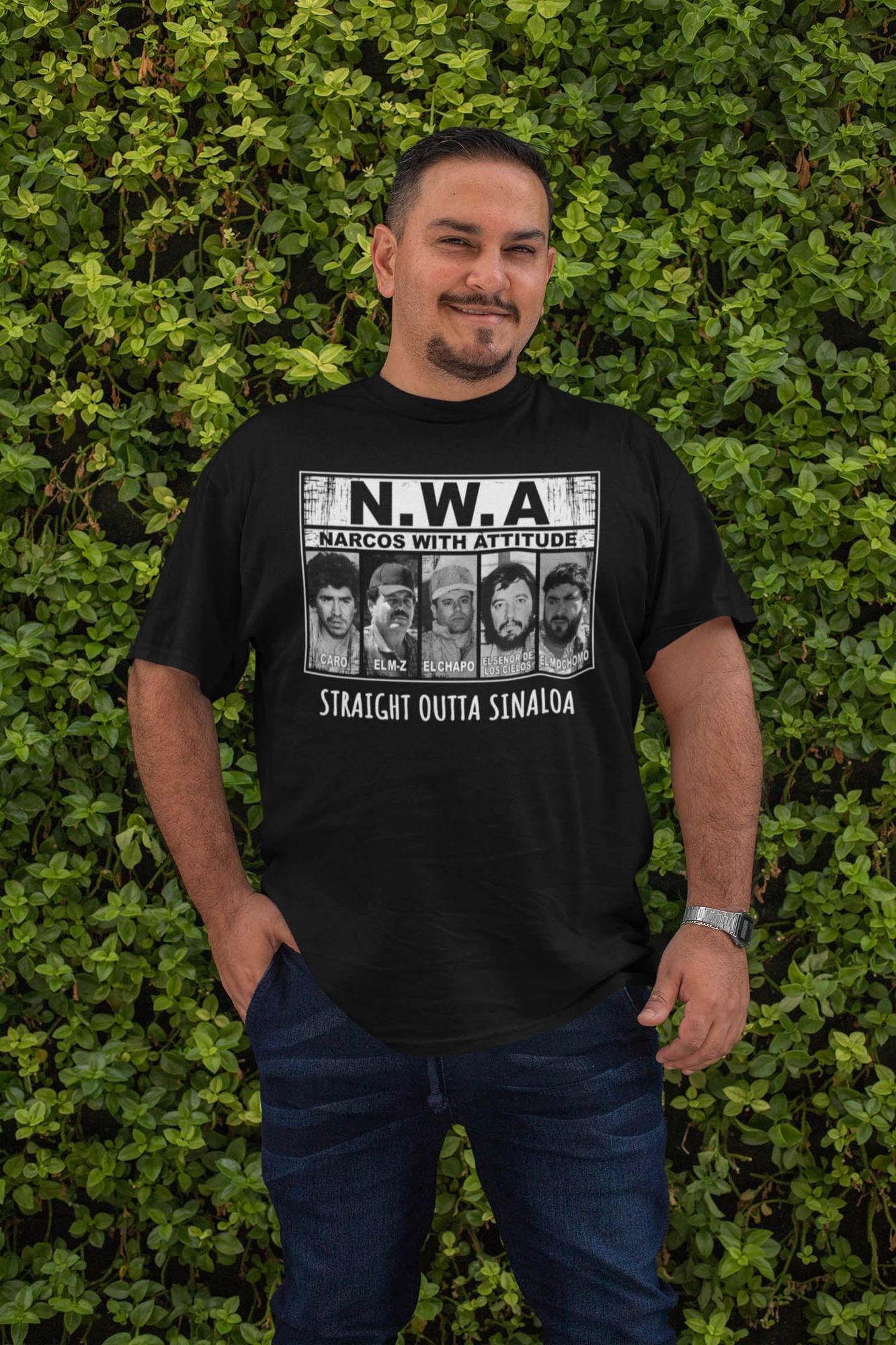 ShirtBANC Cartel Mens N.W.A. Narcos With Attitude Shirt Straight Outta Sinaloa - image 4 of 6