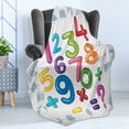 thumbnail image 4 of Number Soft Flannel Fleece Throw Blanket, Mathematical Signs and Characters School Elementary First Grade Education Pattern, Cozy Plush for Indoor and Outdoor Use, 70" x 90", Multicolor, by Ambesonne, 4 of 5