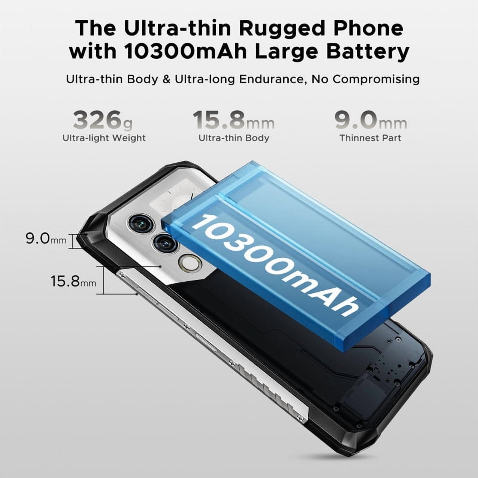 DOOGEE Blade 10 Max Rugged Phone Unlocked,10300mAh Rugged Smartphone,6.56" HD+ 1.54" Dual Screen,20GB+256GB/2TB,4G Dual SIM Android Waterproof Phone,3 Card Slots/NFC/Face ID/OTG