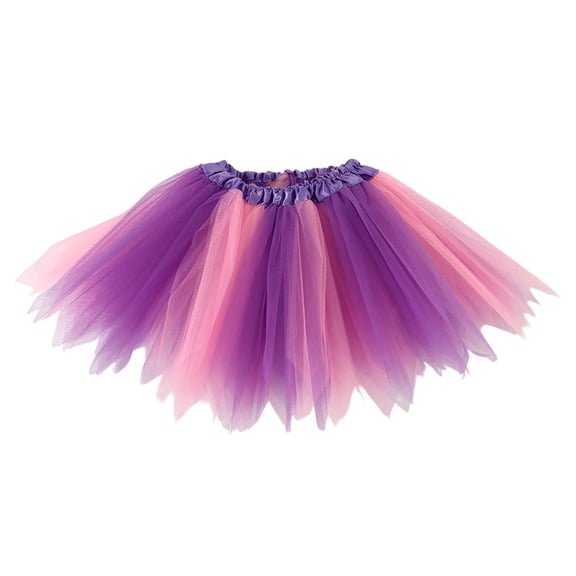 YOUYEDIAN Tulle Tutu Skirt Girls Layered Tutu Mini Skirt Princess Ballet Skirts (Purple, One Size)