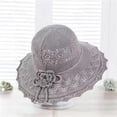 thumbnail image 2 of Nfurl Straw Hats for Women Beach Summer Sun Hats UV Protection Wide Brim Woven Straw Hats with Bow for Vacation Travel,Gray, 2 of 6