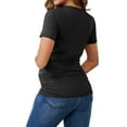 thumbnail image 3 of INSPIRE CHIC Womens Summer Nursing Blouse V Neck Short Sleeve Breastfeeding Pregnancy Tops Ruched T-Shirts Small Black, 3 of 6
