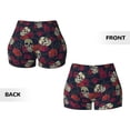 thumbnail image 3 of Sigee Roses Skulls Print Women's High Waist Workout Shorts - Squat Proof, Tummy Control, Yoga and Gym Activewear-XX-Large, 3 of 9
