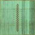 thumbnail image 1 of Ahgly Company Indoor Square Abstract Turquoise Blue Modern Area Rugs, 3' Square, 1 of 4