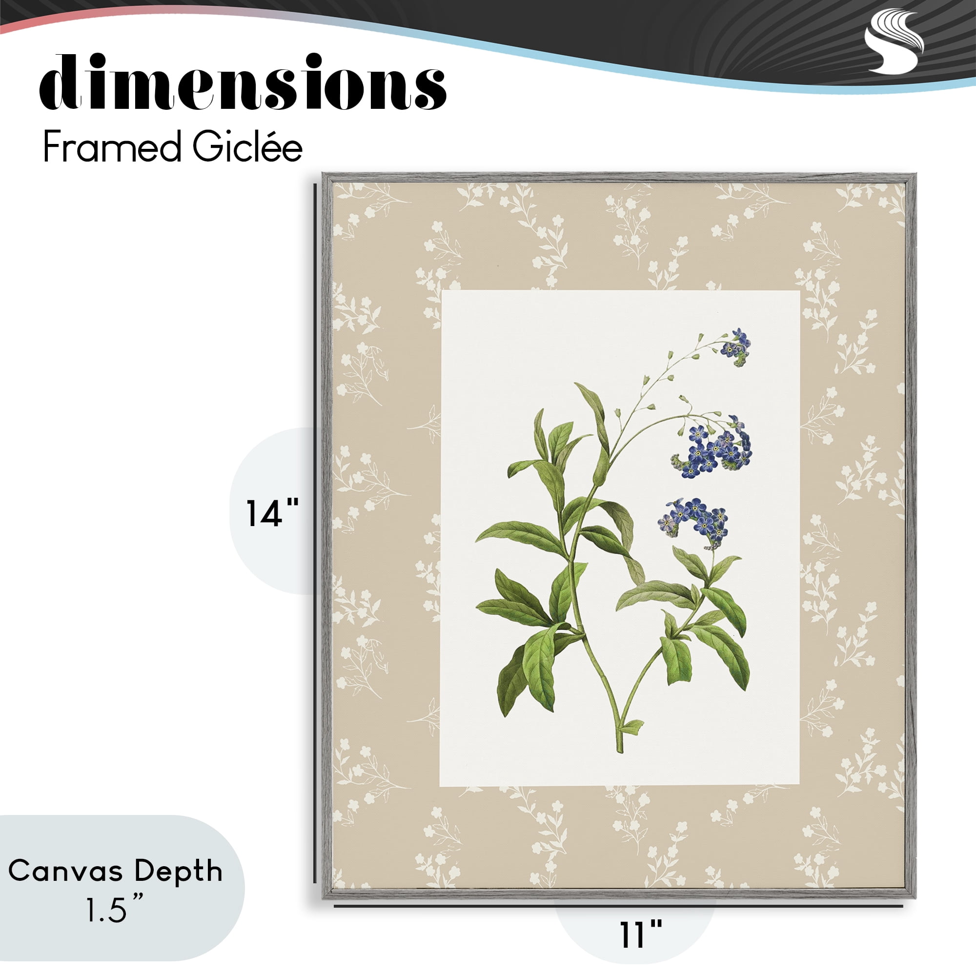 Stupell Industries Botanical Plate Design Gray Framed Giclee Art, design by Val Rhodes