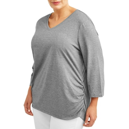 Download Wright's - Women's Plus Size 3/4 Sleeve Shirred Side V ...