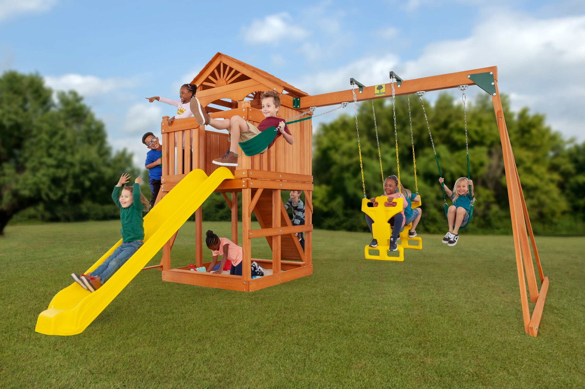 Creative Cedar Designs Timber Valley Wooden Playset with Wooden