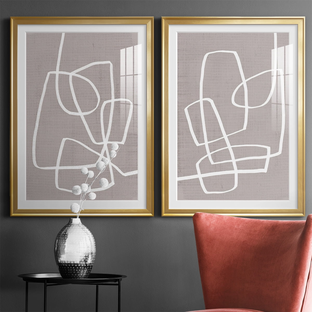 Wexford Home Linen Roundabout I Premium Framed Print, 22.5" x 30.5" - Ready to Hang, Gold (Set of 2)