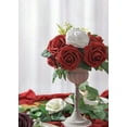 thumbnail image 3 of FlowGircnty Artificial Flower Dark Red Rose 25pcs Real Looking Fake Roses w/Stem for DIY Wedding Bouquets Centerpieces Arrangements Party Baby Shower Home Decorations, 3 of 4