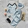 thumbnail image 2 of Oalirro Pajamas for Women Set Casual Short Sleeve Top with Long Pants Homewear Two-Piece Sleepwear Blue,L, 2 of 8