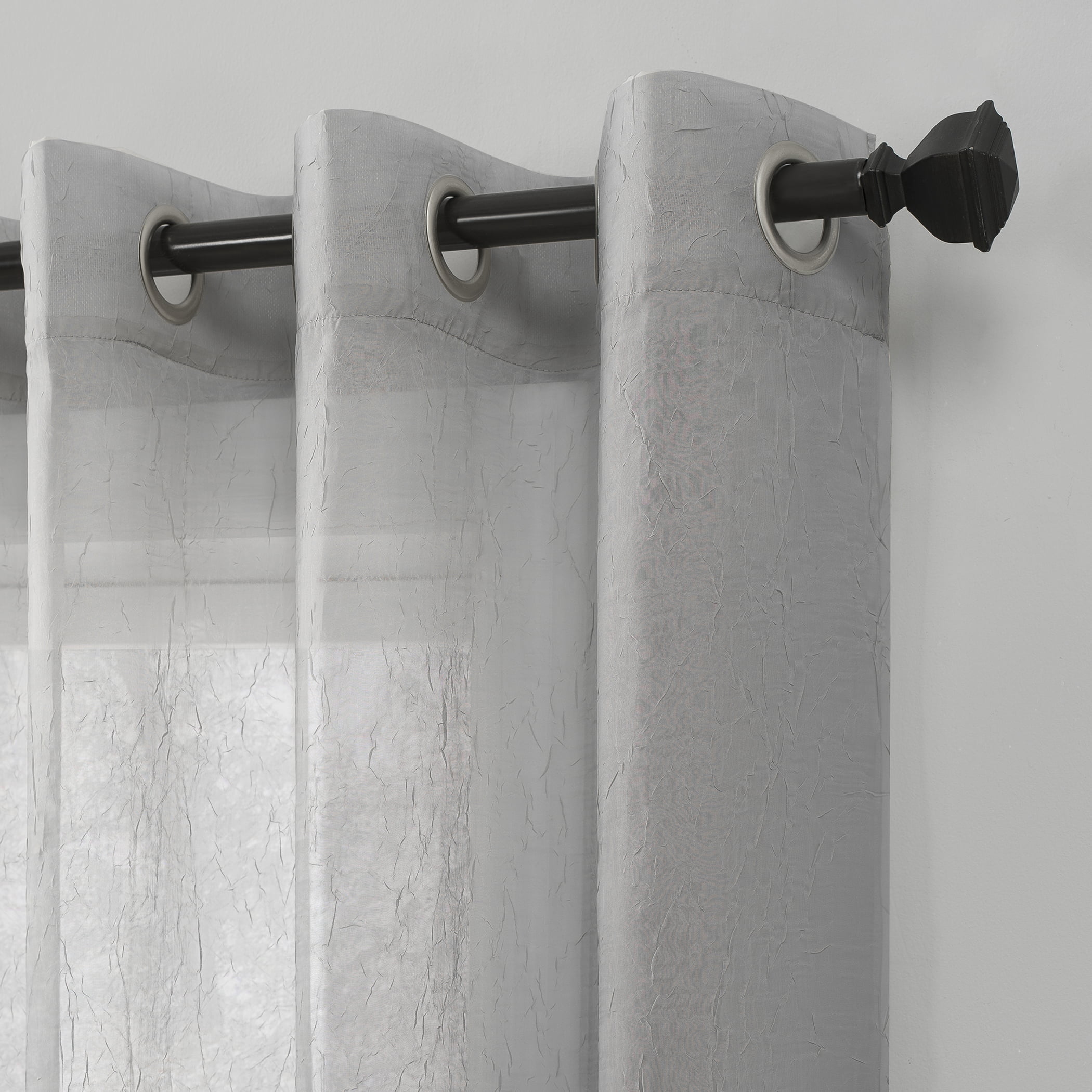 No. 918 Erica Crushed Sheer Voile Grommet Curtain Panel, 51"x63", Silver