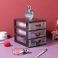 thumbnail image 2 of MasteelfCA Brown 3 Layer Multifunctional Drawer Type Storage Box Plastic Translucent Storage Case Sundries Holder Creative Desktop Organizer Cosmetic Container for Home Office, 2 of 7