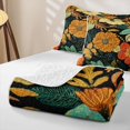 thumbnail image 4 of Erosebridal Hippie Wildflower Bed Spread Queen for Women Girls, Black Orange Boho Floral Queen Coverlet Set, 3-Piece, 4 of 7