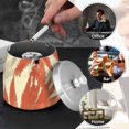 thumbnail image 6 of Outdoor Ashtray with Lid for Cigarette Stainless Steel Smokeless Ash Tray for Patio Home Table Decor Fern Leaves, 6 of 7