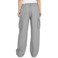 thumbnail image 4 of Danhjin Linen Cargo Pants For Women Spring Summer Casual Elastic Waisted Drawstring Loose Straight Leg Comfy Pants Stretch Pants With Pockets, 4 of 6