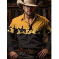 thumbnail image 1 of Camisa estilo occidental vintage para hombre, estilo vaquero con cactus, camisa estilo western, camisa informal de calle para exteriores, camisa de manga larga para otoño e invierno, 1 of 6
