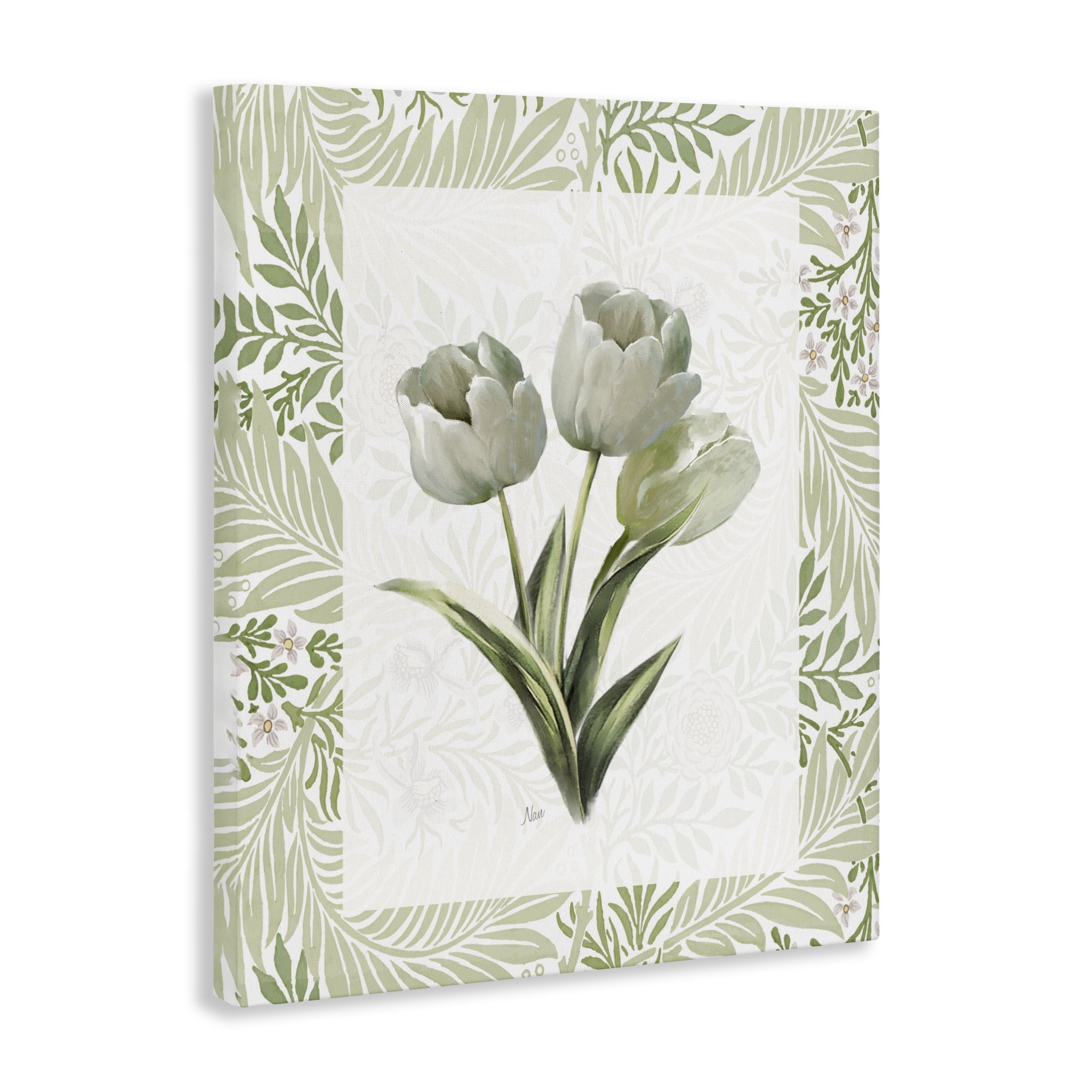 Stupell Industries Pale Green Tulip Trio Canvas Wall Art, design by Nan