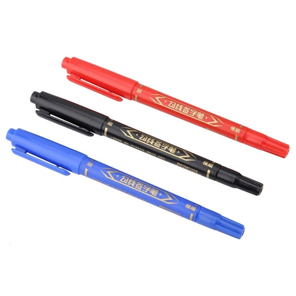Indelible Marker Pen Oil Marker Pen Hand Lettering Pens Double Ends Marker Extra Fine Line Pen 3Pcs Small Double Headed Marking Pen Line Marker CD