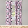 thumbnail image 4 of Ambesonne African Window Curtains, Pastel Hand-Drawn Triangles, Each 28" W x 63" L, Pale Fuchsia and Turquoise, 4 of 4