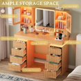 thumbnail image 5 of FANRAL Large Fluted Vanity with LED Lighted Mirror,Built-in Cabinet Lighting & Multi-Drawer Storage,Modern Dressing Table for Bedroom Beauty Space,Natural Oak Vanity, 5 of 8