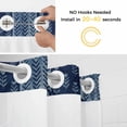 thumbnail image 5 of Abstract Art No Hook Shower Curtain with Snap in Liner Vintage Flowers Plants Lines Dark Blue Plaid Geometric Waterproof Bathroom Shower Curtain with See Through Top Window for Bathtub 72" x 78", 5 of 9